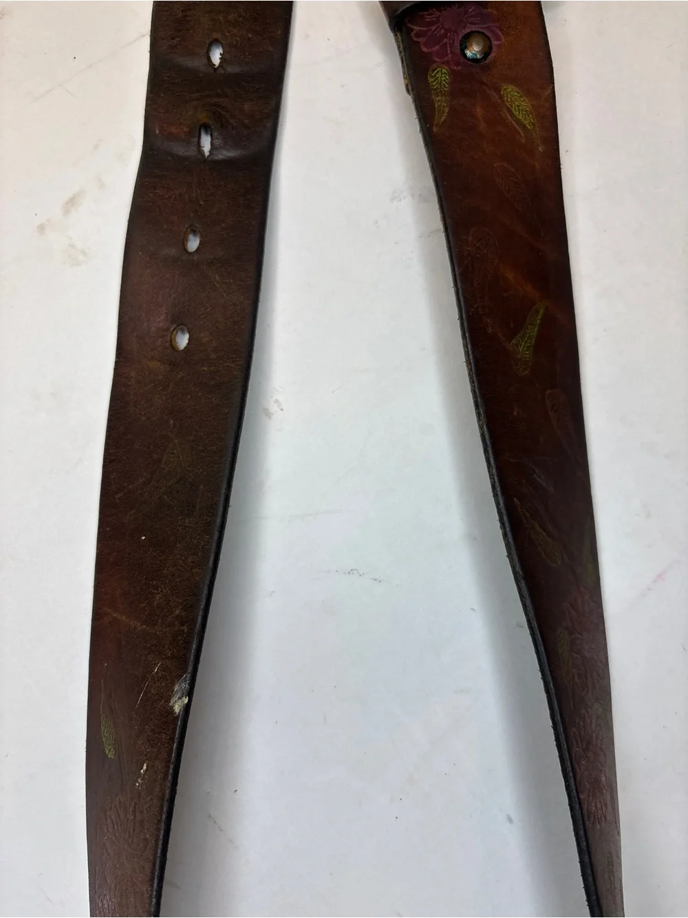 Tex Tan tooled Leather Men's Belt with Floral Detail
